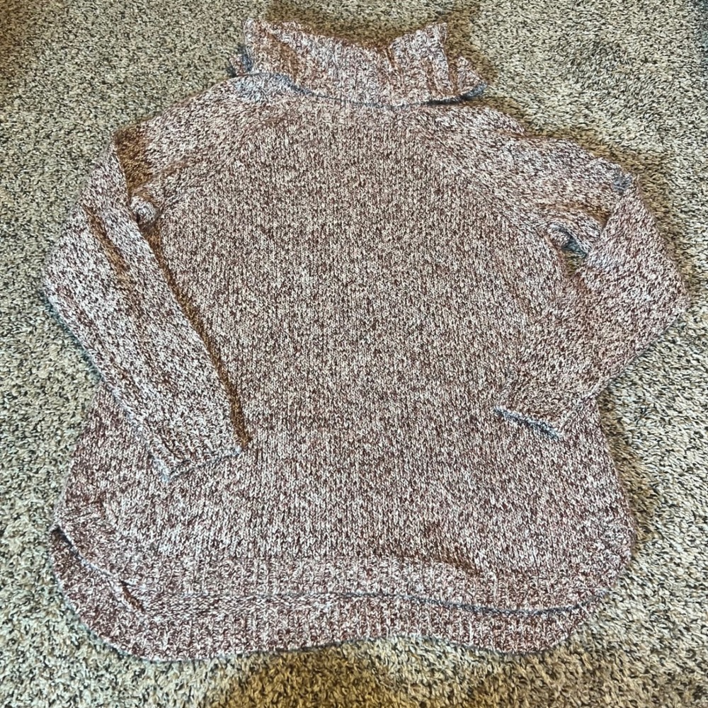 Christopher & Banks Petite Multicolor Marl Cowl Neck Sweater PXL‎ Maroon & White